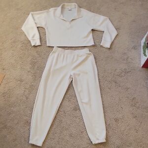 Cream Long Sleeve Top and Pants Set